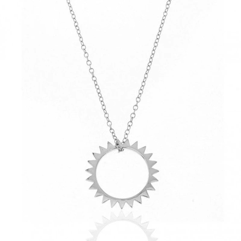 925 Sterling Silber Kette Sonne Anhänger Halskette