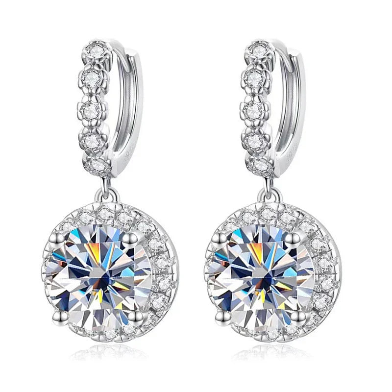 Super funkelnde 3CT Muiltcolor Moissanit Tropfen Creolen 100% S925 Silber Ohrring für Frauen Edlen Schmuck Dating Party Geschenk