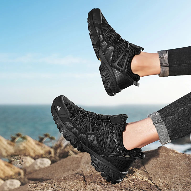 HIKEUP Atmungsaktive Dämpfung Rutschfeste Turnschuhe Herren Wanderschuhe Laufen Trekking Turnschuhe Outdoor Bergsportschuhe für Männer