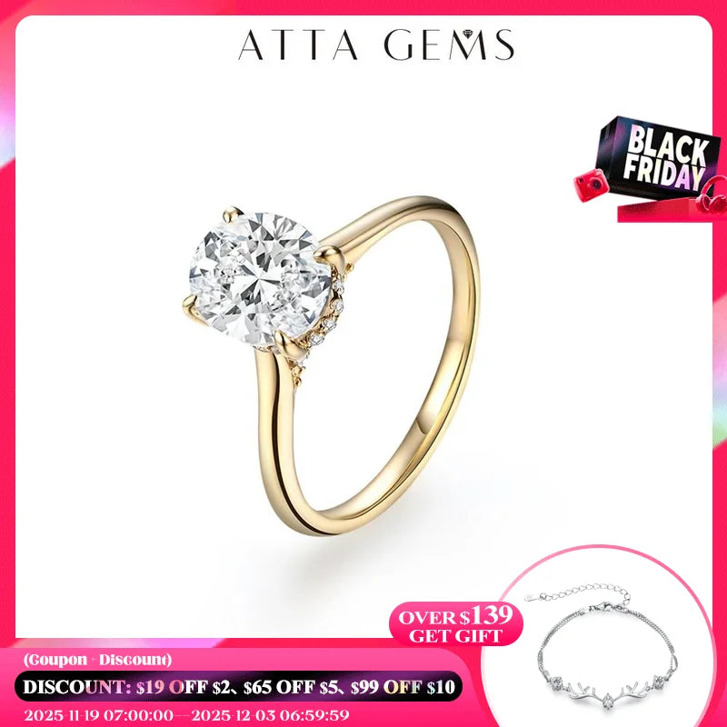 Attagems ovaler Schnitt 9*7mm d vvs1 Farbe solide echte Gold18k Moissan ite Ring Schmuck für Frauen Verlobung Hochzeit Dame Geschenk Luxus