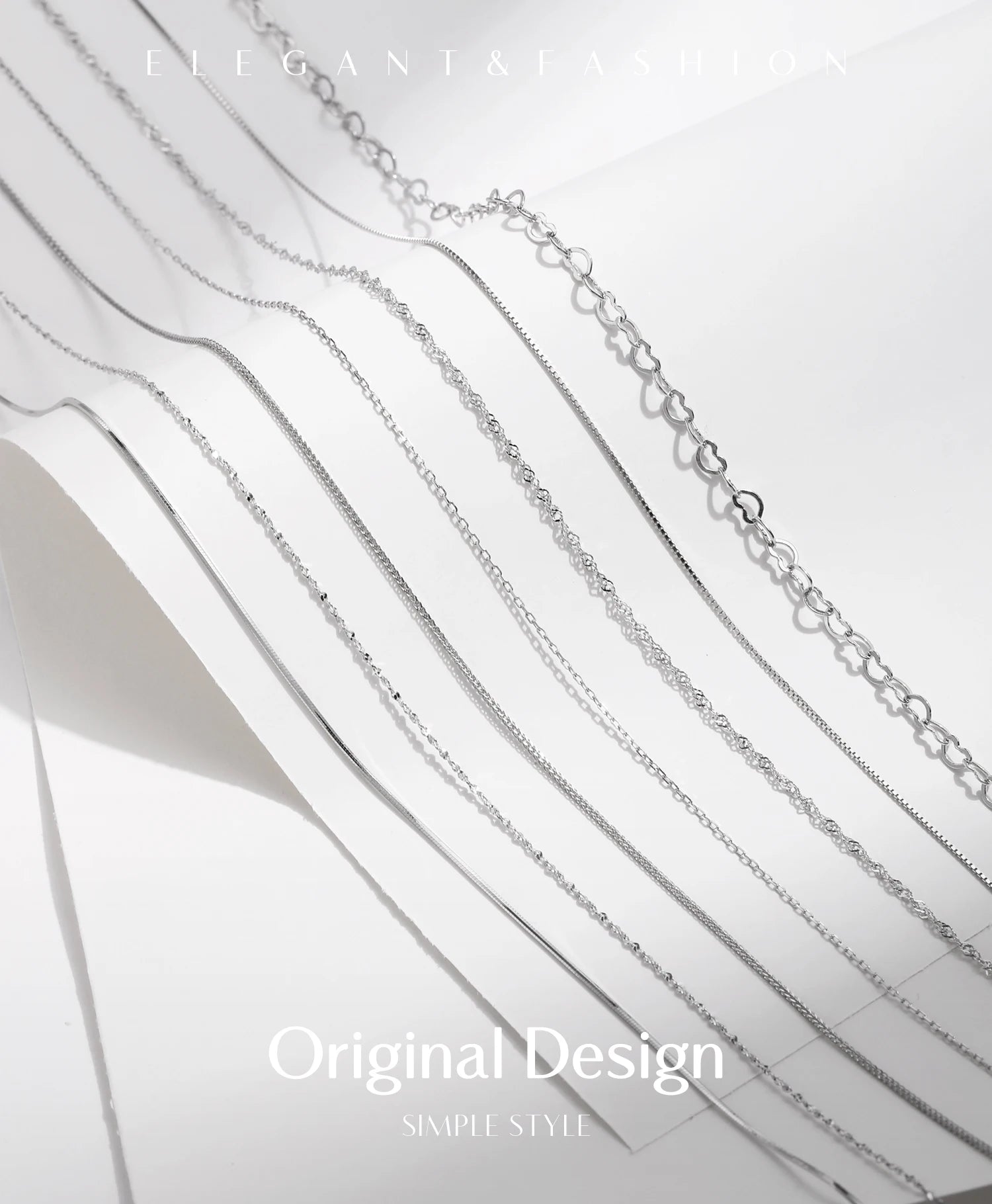 Modian 7 Stil klassische Basic-Kette 925 Sterling Silber Karabinerverschluss verstellbar 40 + 5 cm Halskette edler Schmuck für Frauen schönes Geschenk