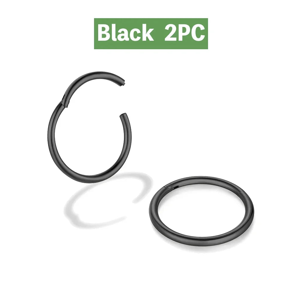 2/6PCS Nahtloser 316L Edelstahl Nasenring und Hoop Ohrring für Septum Helix Tragus