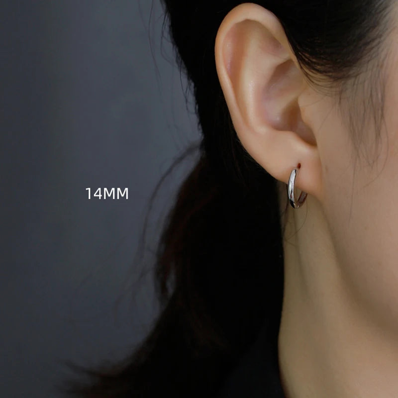 SOFTPIG Echtes 925er Sterlingsilber, 18 Karat Gold, 10/12/14/18 mm, runde Creolen für Damen, edler Schmuck, minimalistische Accessoires