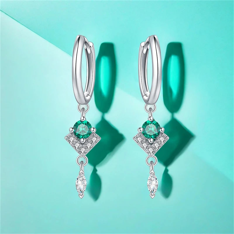 925er-Sterlingsilber, ein Paar farbige Herz-Ohrringe, passend für Original-Charms, Creolen für Frauen und Mädchen, Ohrstecker, edler Schmuck