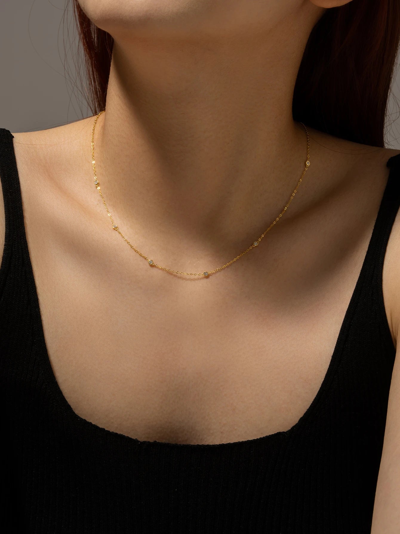 DPLAOPA 925 Sterling Silber zierliche Zirkon CZ Charm Halsband Halskette lange Kette Luxus edlen Schmuck 2022 Hochzeit Kristall Juwelen