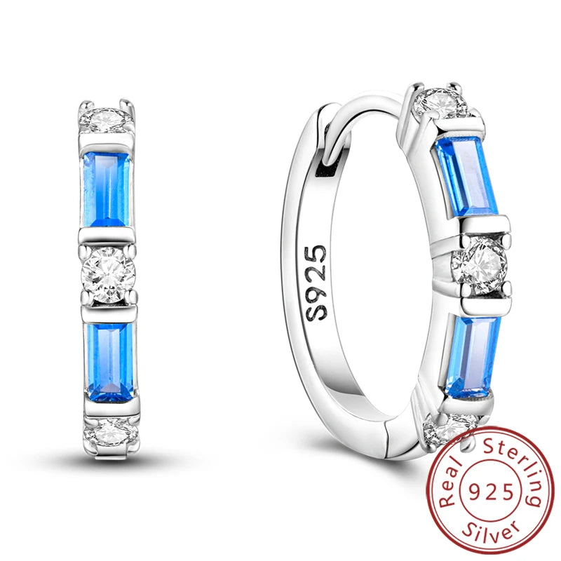 Creolen Original 925 Sterling Silber Blaues Sternenlicht Kristall Feuerdrache Schmetterling Ohrringe Für Frauen Party Hochzeit Schmuck