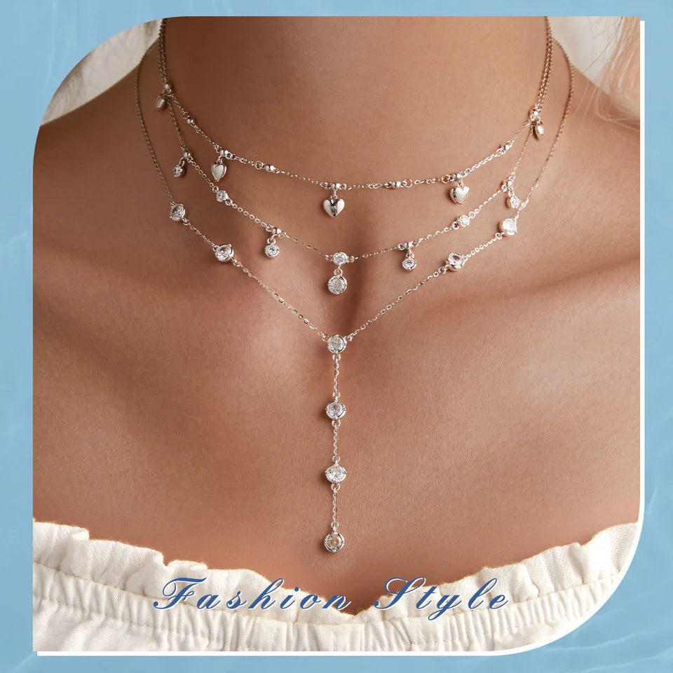 Silber Herz-Quasten Halskette