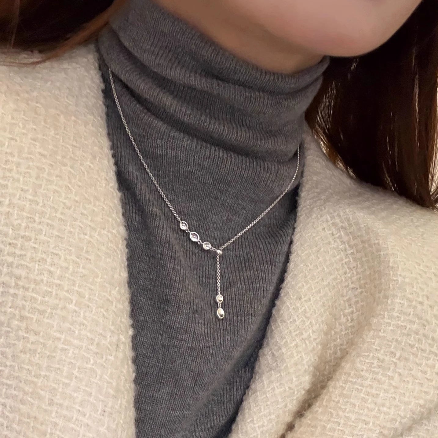 Halskette aus 925er-Sterlingsilber, schwarze Perlen, quadratisch, unregelmäßig, Punk, geometrisch, für Frauen und Mädchen, Schmuck, Geschenk, Dropshipping, Großhandel