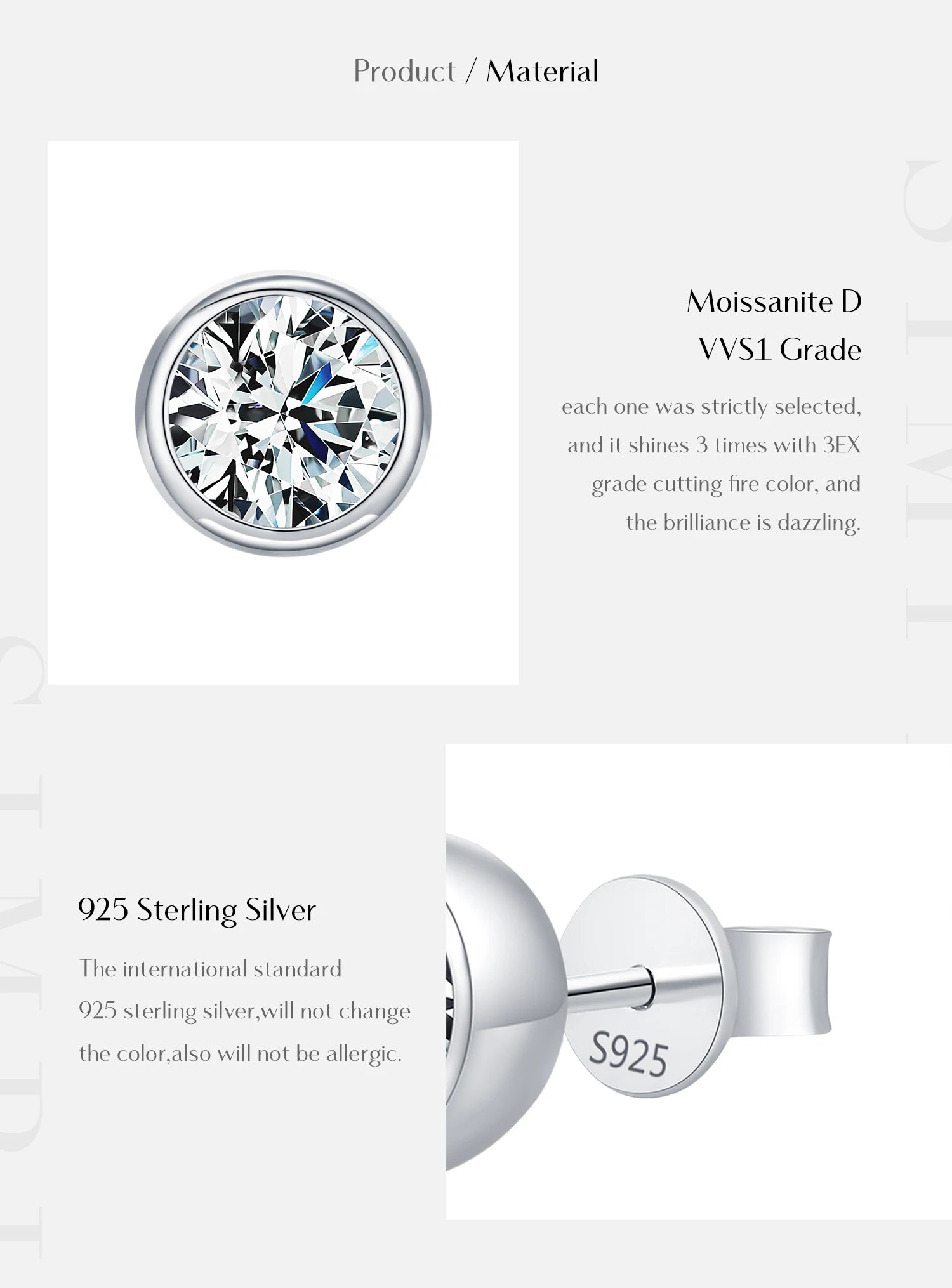 MODIAN 1CT/2CT D Farbe Lünette Moissanit Ohrringe 925 Sterling Silber Klassische Runde Stud Ohrringe Für Frauen Hochzeit Edlen schmuck