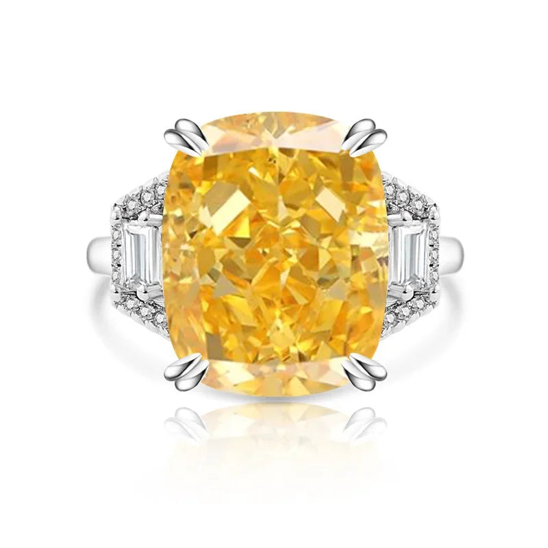 925er Silber Kristall-Zirkon Ring Quadratisch