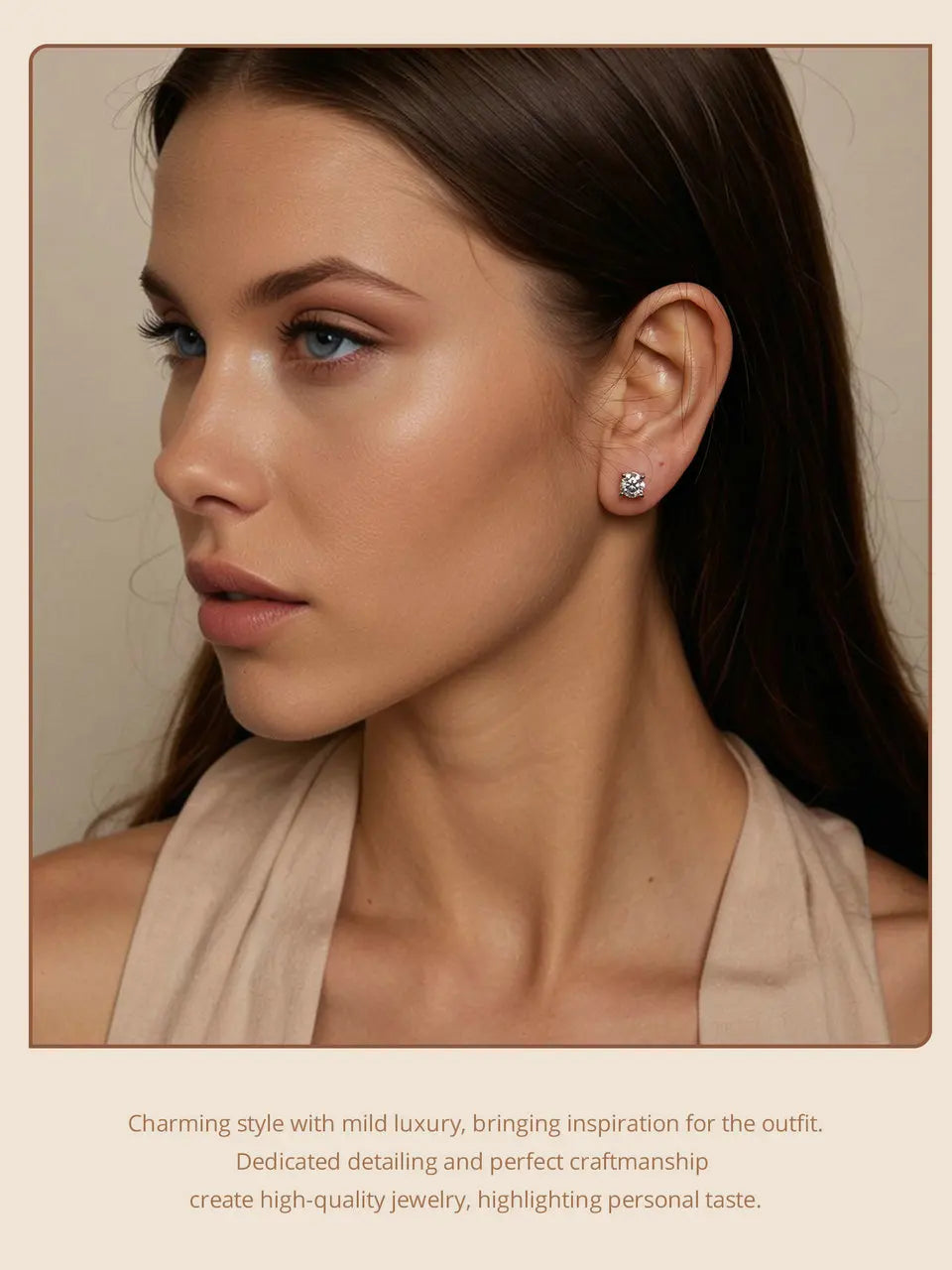 BAMOER vergoldete runde Moissanit-Ohrstecker für Damen, 925er Sterlingsilber, klassischer Verlobungs- und Hochzeitsschmuck, Geschenk MSE038