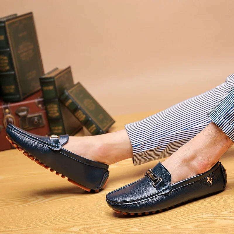 YRZL Schuhe für Herren, handgefertigt, PU-Leder, Loafer, lässig, zum Fahren, flache Schuhe, Slip-on-Schuhe, luxuriöse, bequeme Mokassins, weiße Loafer-Schuhe für Herren