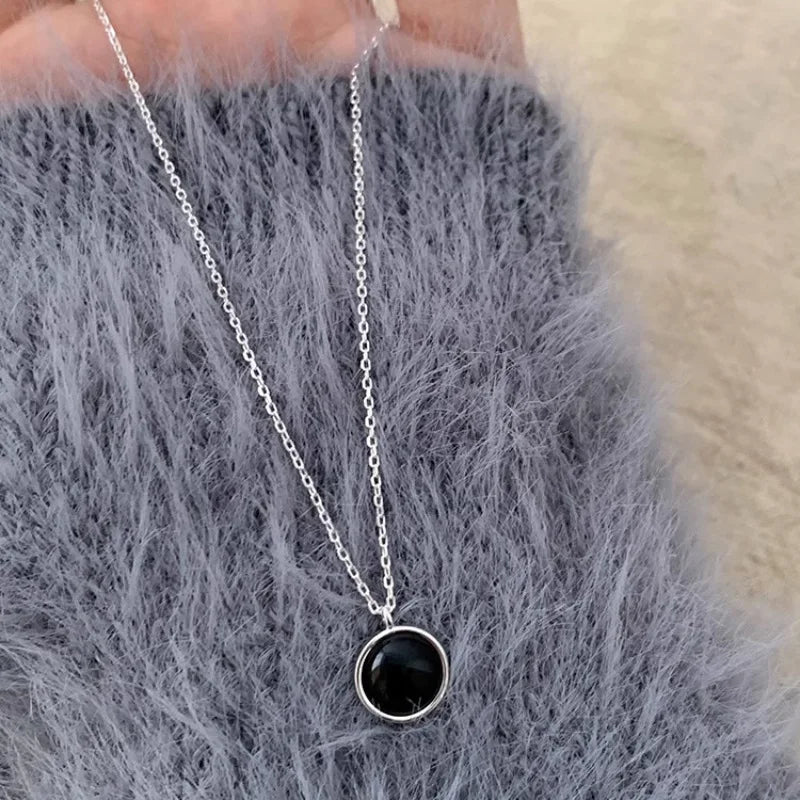 PANJBJ Onyx-Halskette aus 925er-Sterlingsilber für Frauen und Mädchen, prägnante Individualität, Modeschmuck, Geburtstagsgeschenk, Dropshipping