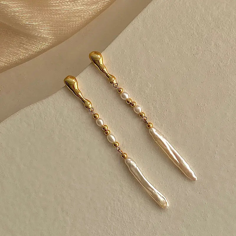 Neue Ankunft 100% Natürliche Süßwasser Perle 14K Gold Gefüllt Damen Quasten Stud Ohrringe Schmuck Für Frauen Anti Allergie