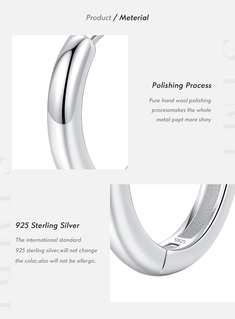 MODIAN 5 Größen 925 Sterling Silber Einfache stapelbare Kreis-Ohrschnallen Klassische Basic-Goldfarbene Creolen für Damenschmuck