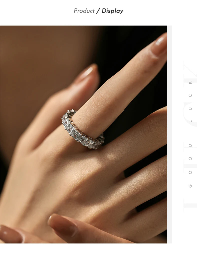 925er Sterling Silber Smaragd-Zirkon Ring Damen