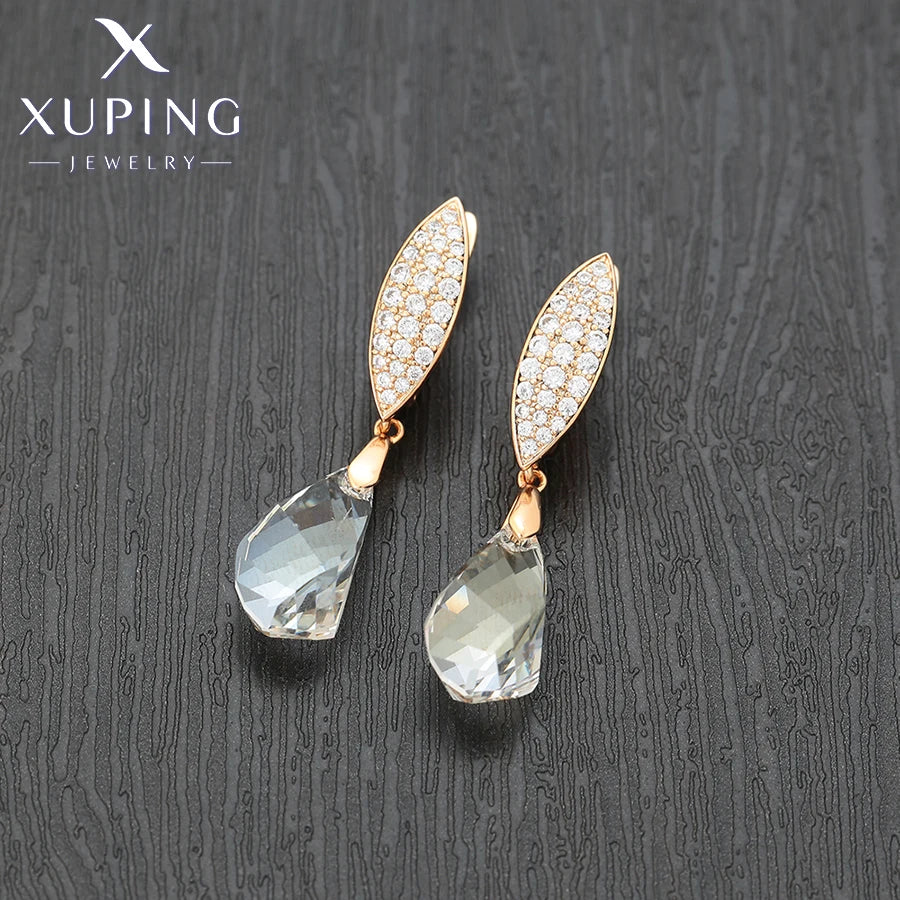 Xuping Jewelry Store Neuankömmling Kupferlegierung Charm vergoldet schöne Kristallohrringe für Frauen Mädchen Schmuck Geburtstagsfeier