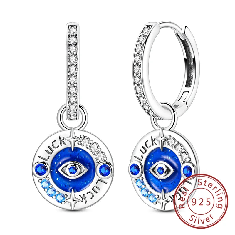 Creolen Original 925 Sterling Silber Blaues Sternenlicht Kristall Feuerdrache Schmetterling Ohrringe Für Frauen Party Hochzeit Schmuck