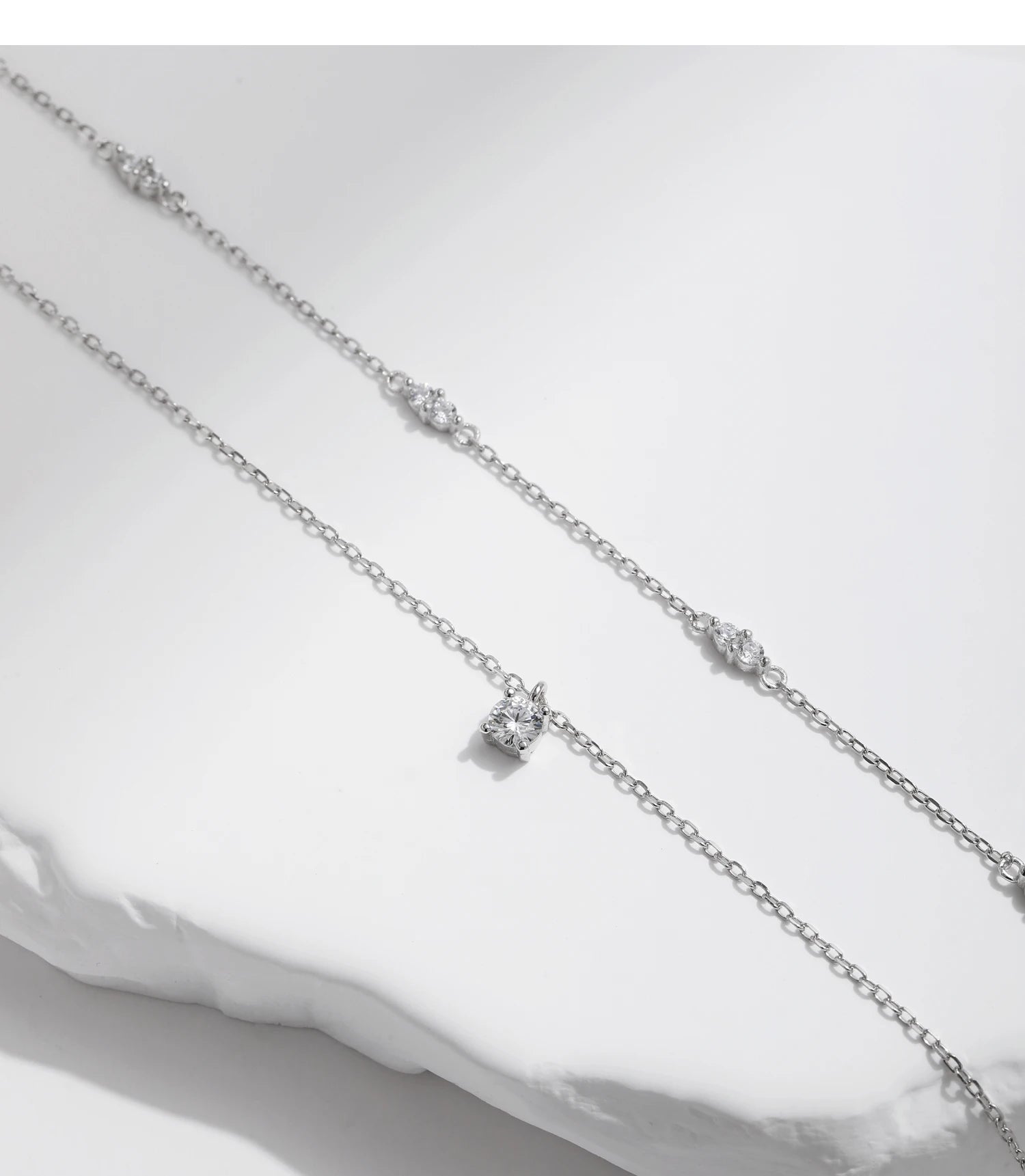 MODIAN Moissanit D Farbe Doppelschicht Anhänger Halskette 925 Sterling Silber Runde Stilvolle Choker Halskette Für Frauen Schmuck