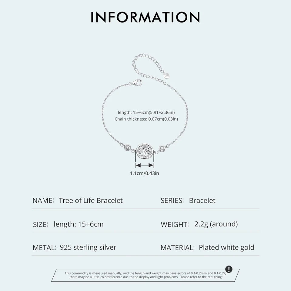 WOSTU Baum des Lebens Kettenglied-Armbänder Ohrstecker für Frauen 925 Sterling Silber AAA Zirkon Armband Familie Schmuckset Geschenk