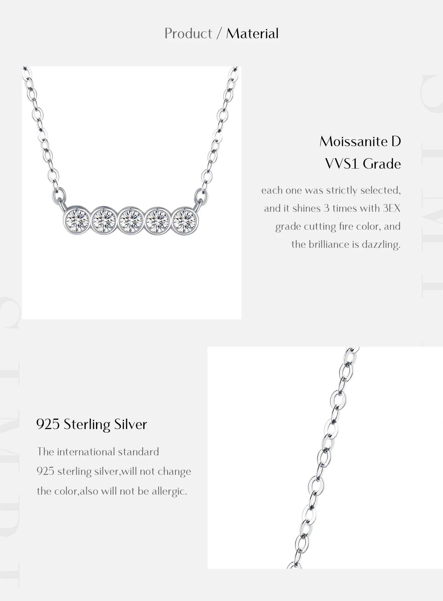 MODIAN D Farbe Moissanit 925 Sterling Silber Stapelbare Anhänger Halsketten Labor Diamant Link Kette Schmuck Für Frauen Luxus Geschenk