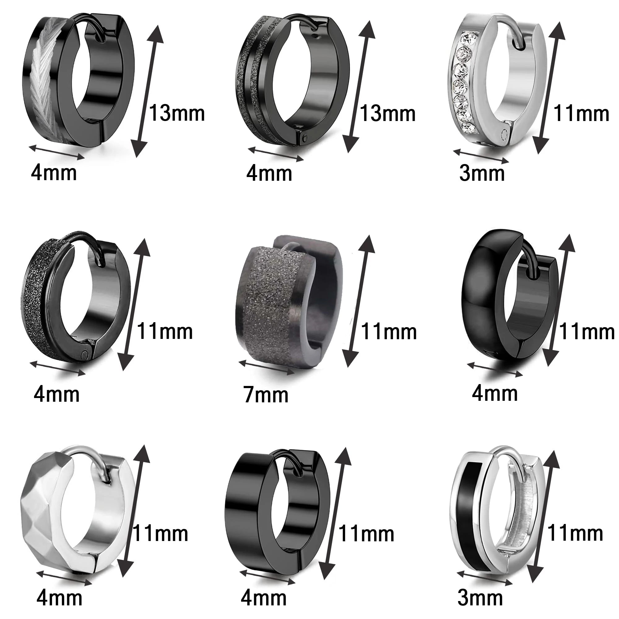 Edelstahl – Schwarz- Huggie-Ohrringe Unisex