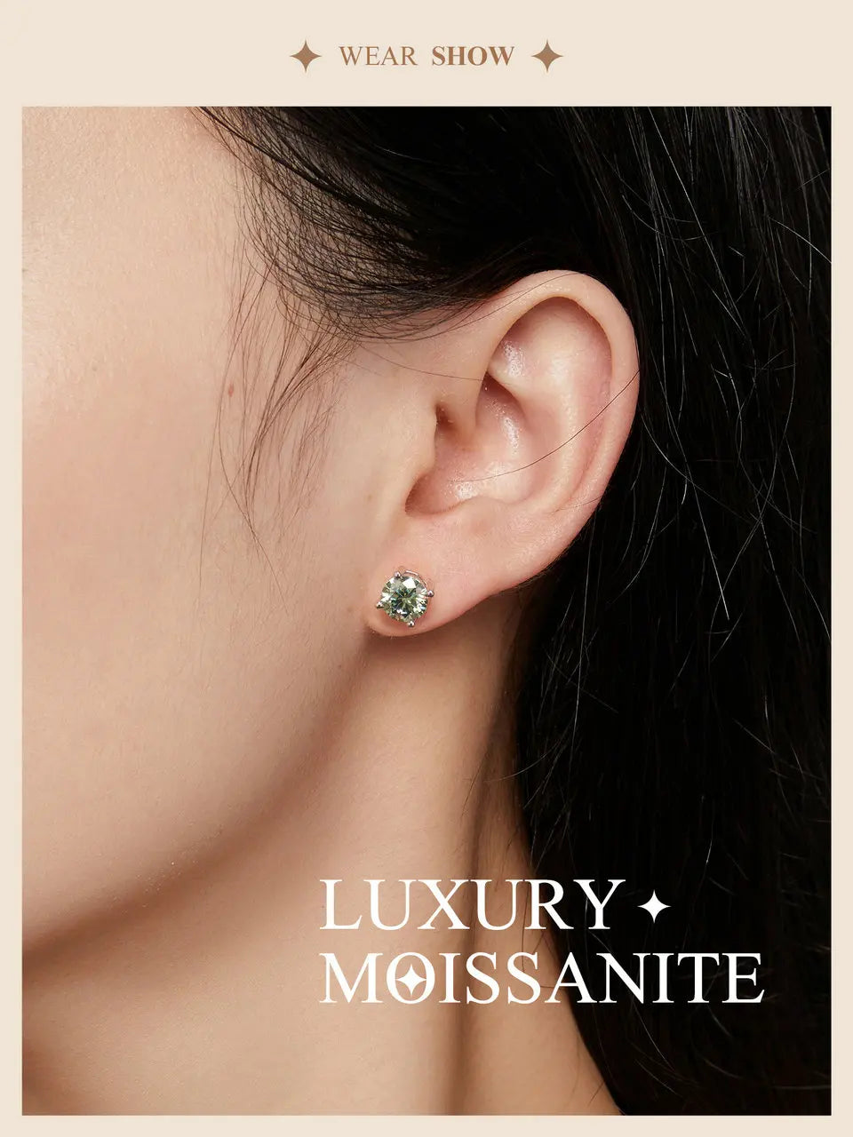 BAMOER 4-Zinken-Moissanit-Ohrringe für Damen, massives 925er-Sterlingsilber, 2 CT VVS1, Labordiamant, funkelnder klassischer Hochzeitsschmuck