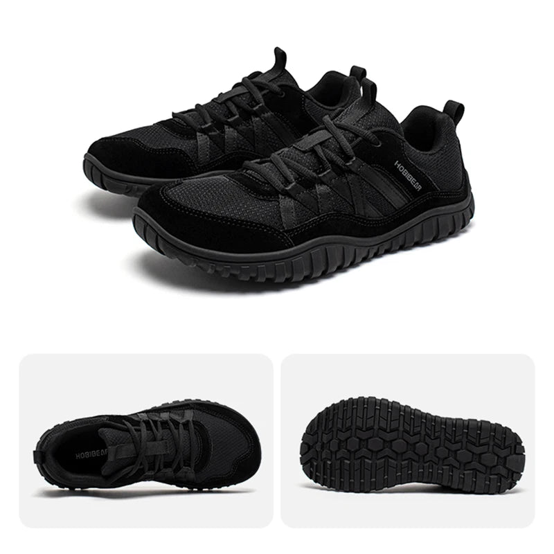 HOBIBEAR Unisex-Sneaker mit breiter Zehenpartie, atmungsaktive Mesh-Wanderschuhe, rutschfeste Schnür-Sneaker