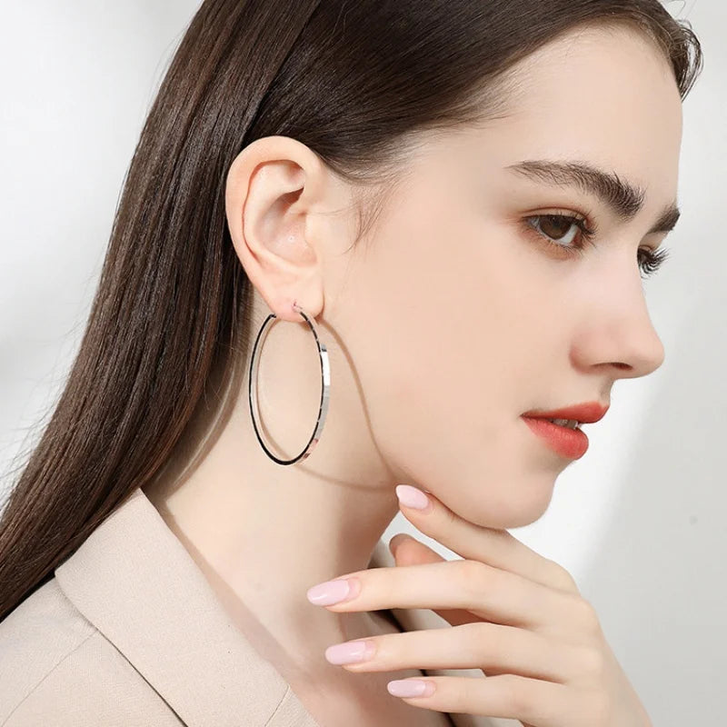 Somilia Creolen aus 925er-Sterlingsilber, modisch, Innendurchmesser 30, 40, 50, 60 mm, für Damen, Persönlichkeitsschmuck