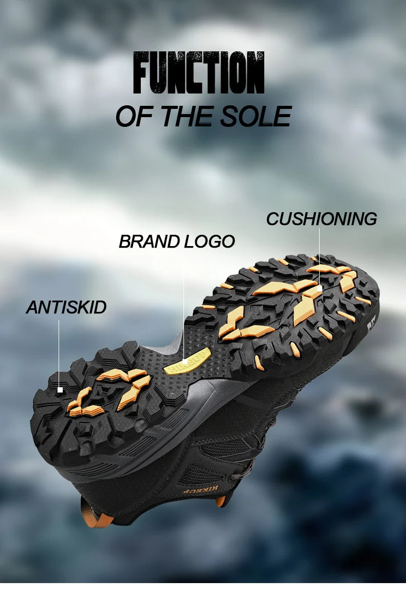 HIKEUP Atmungsaktive Dämpfung Rutschfeste Turnschuhe Herren Wanderschuhe Laufen Trekking Turnschuhe Outdoor Bergsportschuhe für Männer