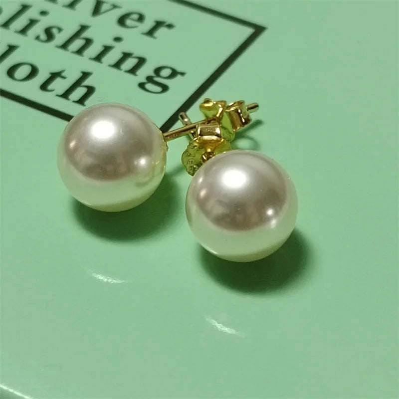 Somilia – Großhandel 8–14 mm hochwertige runde weiße Perle im japanischen Stil und Ohrstecker aus 925er Sterlingsilber für Damen. Ein Paar