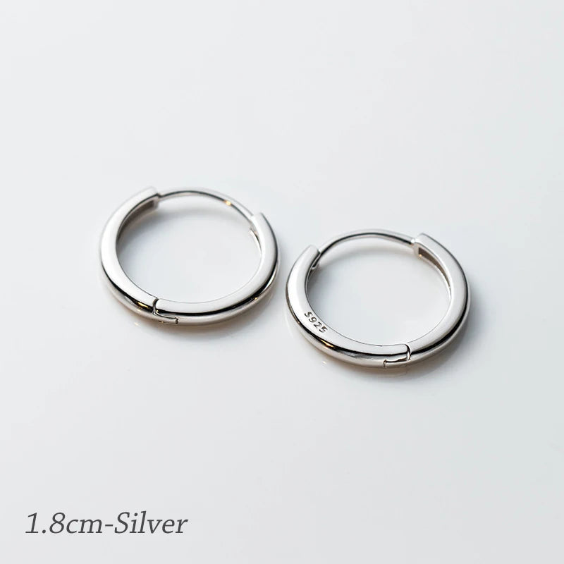 MODIAN 925 Sterling Silber Einfache Kreis-Ohrschnalle 14 mm - 18 mm platinierte hypoallergene Creolen für Damenschmuck