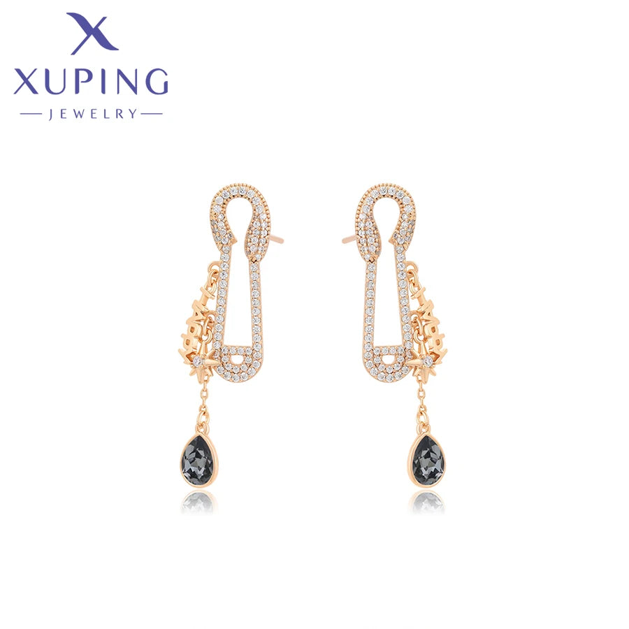Xuping Jewelry Store Neuankömmling Kupferlegierung Charm vergoldet schöne Kristallohrringe für Frauen Mädchen Schmuck Geburtstagsfeier