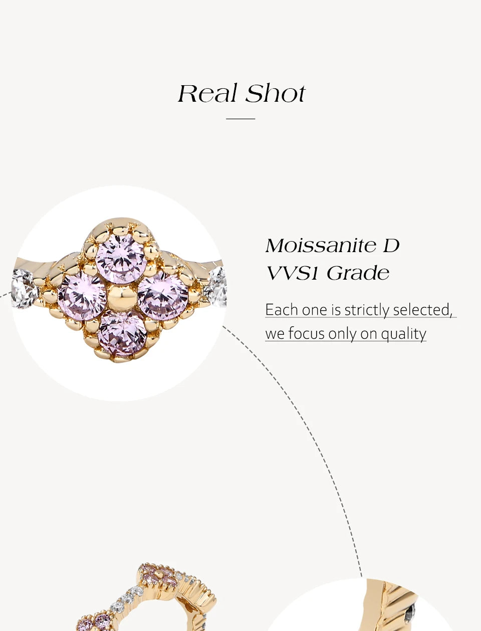 ATTAGEMS Eternity DVVS1 Moissanit-Ring für Damen, 100 % echtes 925er-Sterlingsilber, vergoldet, Hochzeit, Party, Charm, edler Schmuck, neu