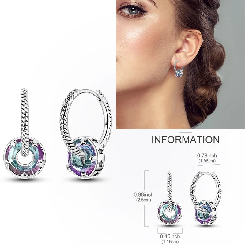 Creolen aus 925er-Sterlingsilber, Mond, Sonne, Original-Ohrring, Anhänger, Zirkon, Herzform, Stern-Ohrring, für Frauen und Mädchen, zur Herstellung von Schmuck