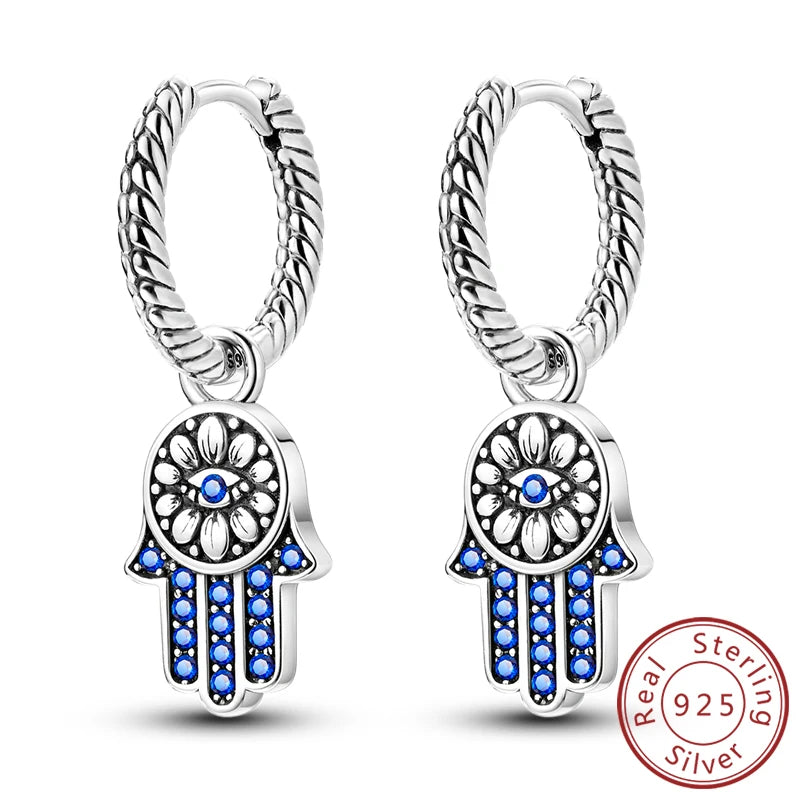 Creolen Original 925 Sterling Silber Blaues Sternenlicht Kristall Feuerdrache Schmetterling Ohrringe Für Frauen Party Hochzeit Schmuck