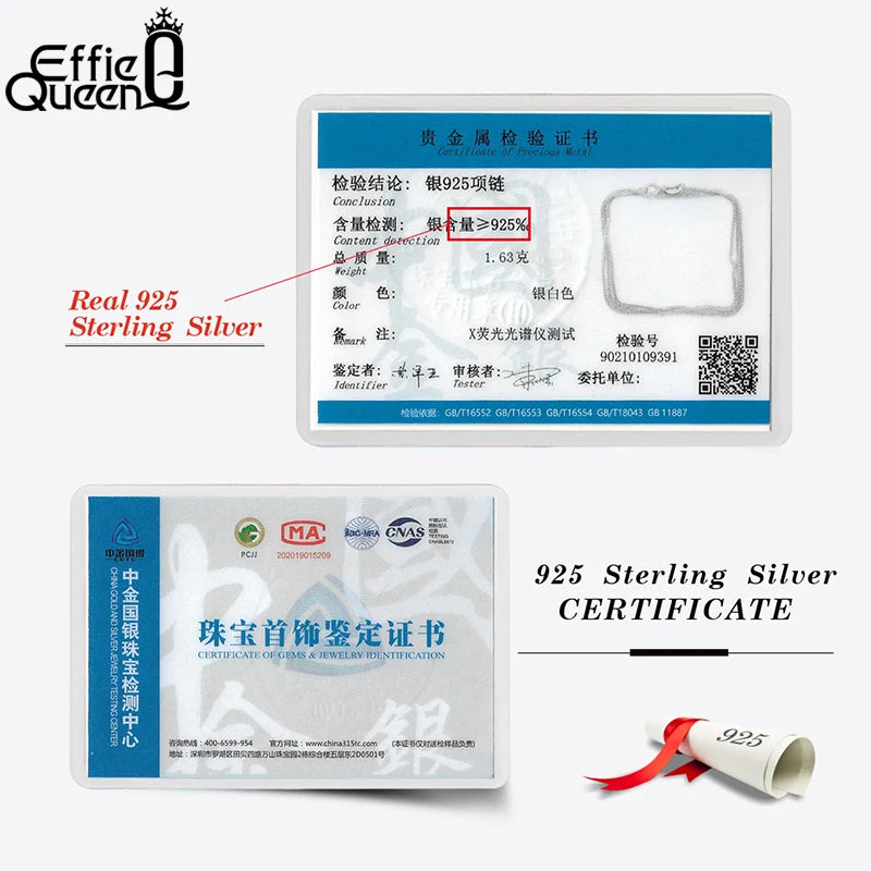 Effie Queen 100 % 925 Sterling Silber italienische 1,2 mm Chopin-Kette für Damen, modisch, 40–60 cm, Basic-Halskette, Schmuck SC53