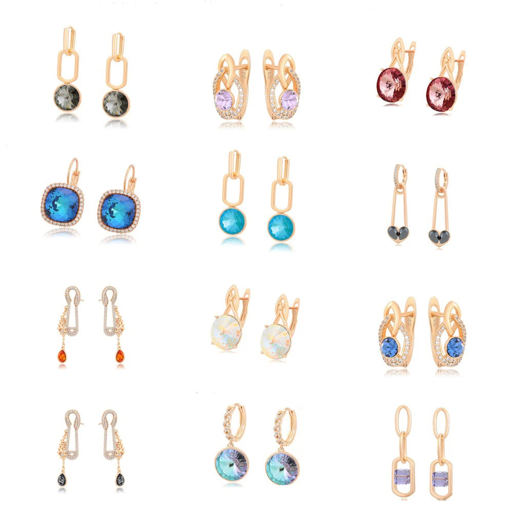 Xuping Jewelry Store Neuankömmling Kupferlegierung Charm vergoldet schöne Kristallohrringe für Frauen Mädchen Schmuck Geburtstagsfeier