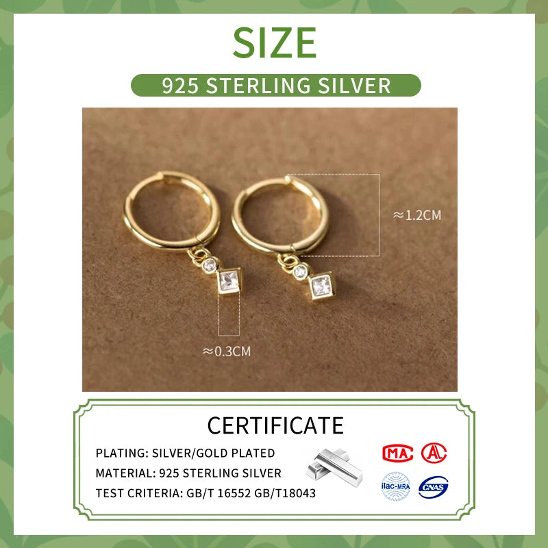 INZATT INS Heißer Echt 925 Sterling Silber Zirkon Hoop Ohrringe Für Mode Frauen Punk Edlen Schmuck 18 karat Gold zubehör