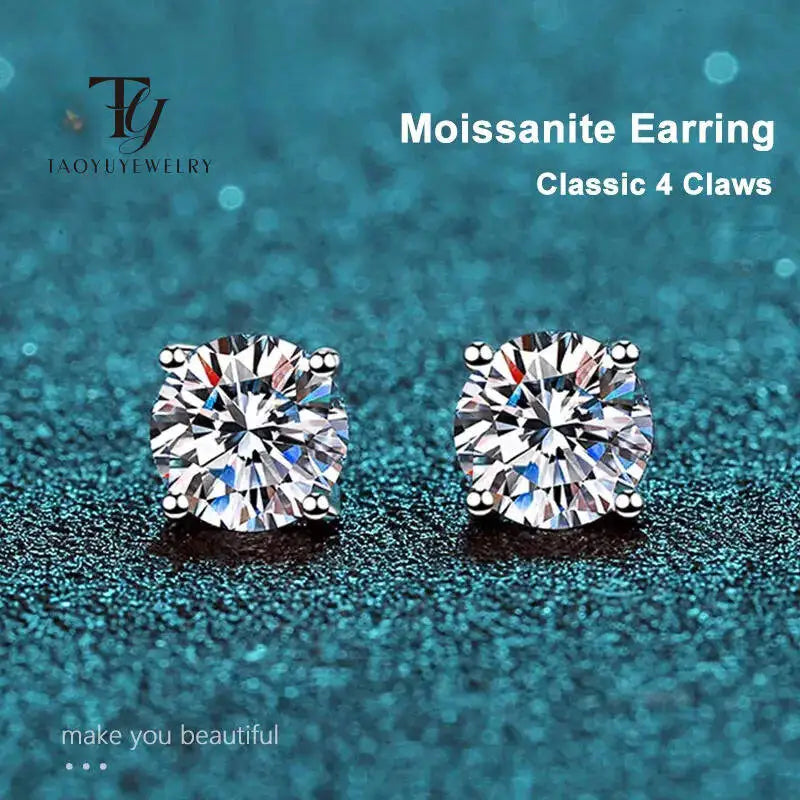 TY 2,0 ct Moissanit Ohrringe Für Frauen Lab Grown Dia Ohr Studs Sterling Sier Edlen Schmuck Geschenk S925 Sterling Silber Ohrringe