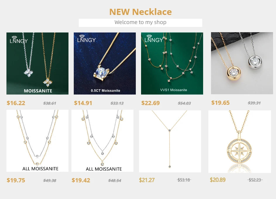 Lnngy Funkelnde 3 mm & 1,8 mm runde Moissanit-Halskette aus 925er-Sterlingsilber, modische V-förmige Halsketten für Frauen, edler Schmuck, Geschenk