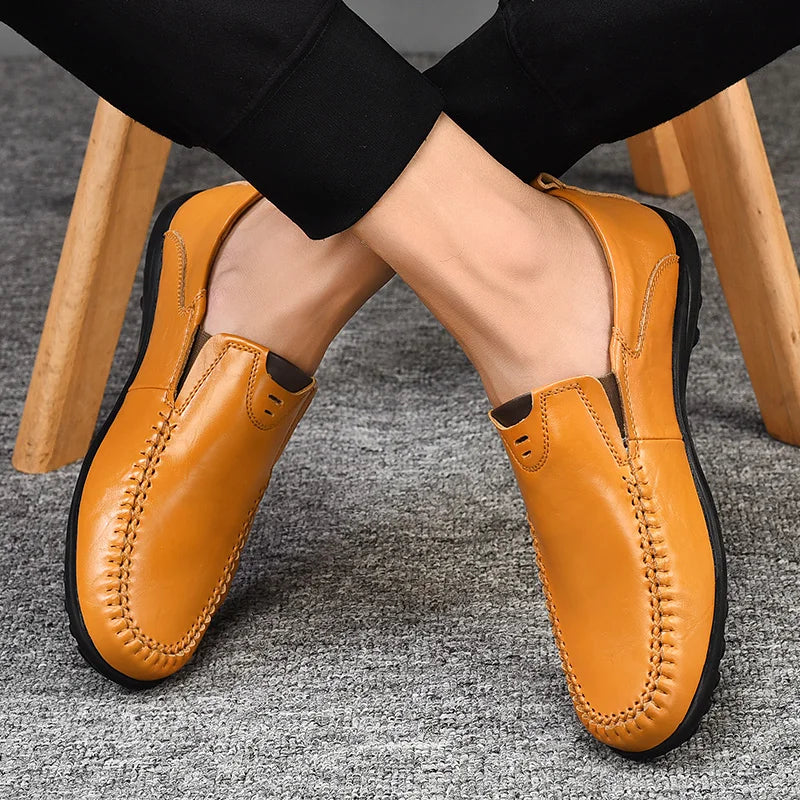 Handgefertigte Schuhe aus echtem Leder, Freizeitschuhe für Herren, flache Plateau-Wanderschuhe, Outdoor-Schuhe, Slipper, atmungsaktive Turnschuhe