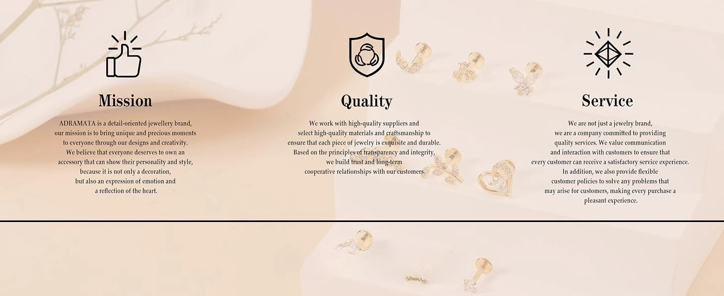 Drperfect 9-teiliges Knorpel-Ohrring-Set mit Schraubverschluss, Tragus Helix Conch, Innengewinde, Labret-CZ-Ohrringe, Piercing für Frauen