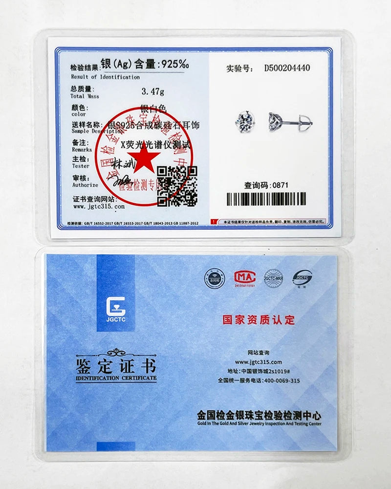 JoyceJelly 0,5-2CT Bunte Moissanit-Ohrringe mit Schraubverschluss für Damen, S925-Sterlingsilber, Schmuck, vergoldet, 18 Karat, 6 Zinken, Ohrstecker