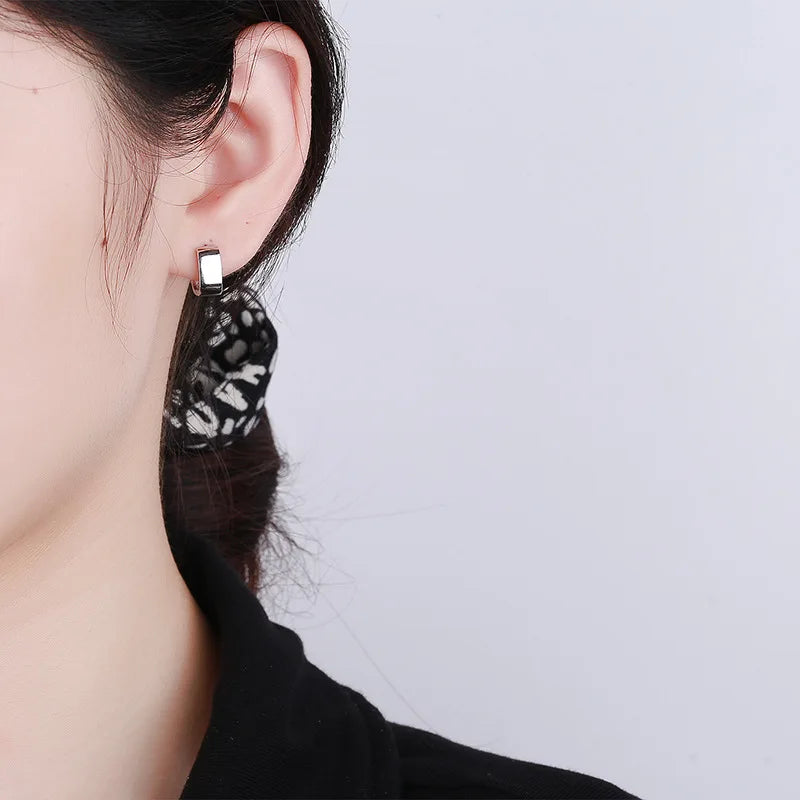 INZATT Echt 925 Sterling Silber 18K Geometrische Runde Hoop Ohrringe Für Mode Frauen Klassischen Feinen Schmuck Minimalistischen Zubehör