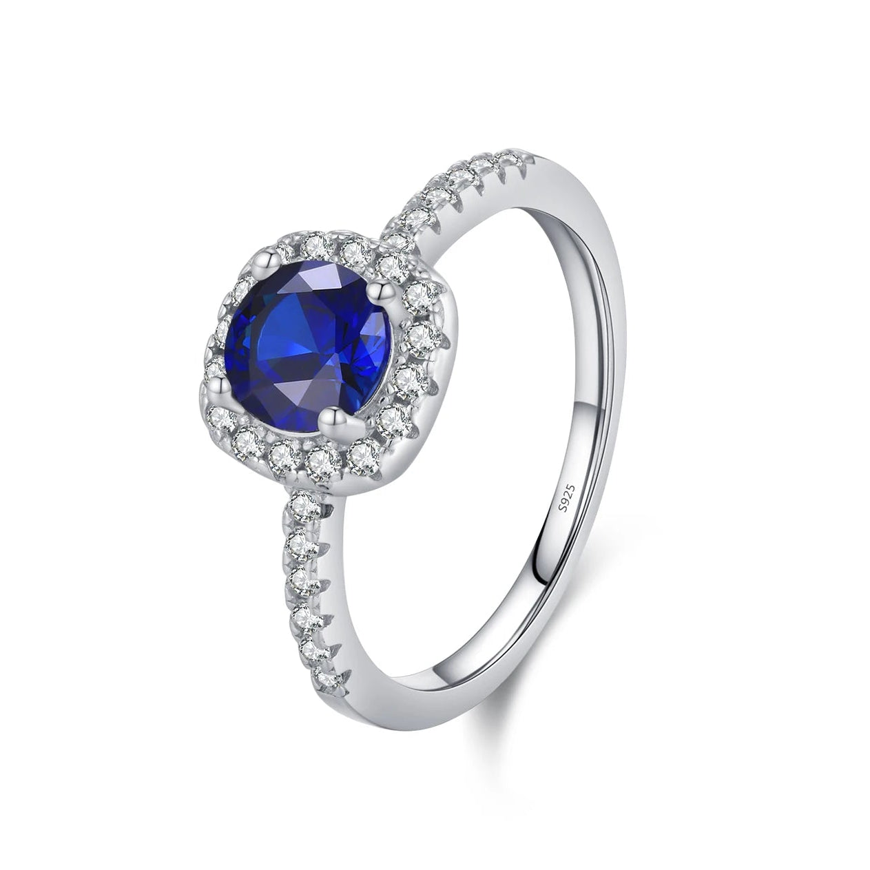 925er Silberring mit blauem Zirkonia
