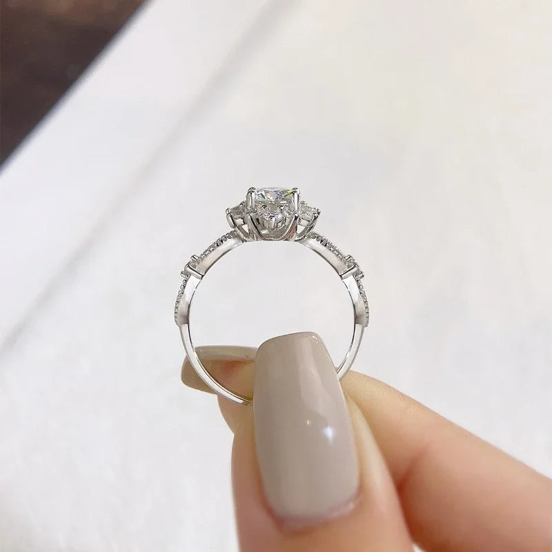 Damen Moissanit Sonnenblumen-Ring