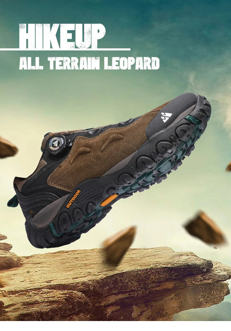 HIKEUP-Lederschuhe für Herren, Outdoor-Wanderschuhe, Touristentreckingsneaker, Bergsteigen, Trail-Joggingschuhe, Spannschloss