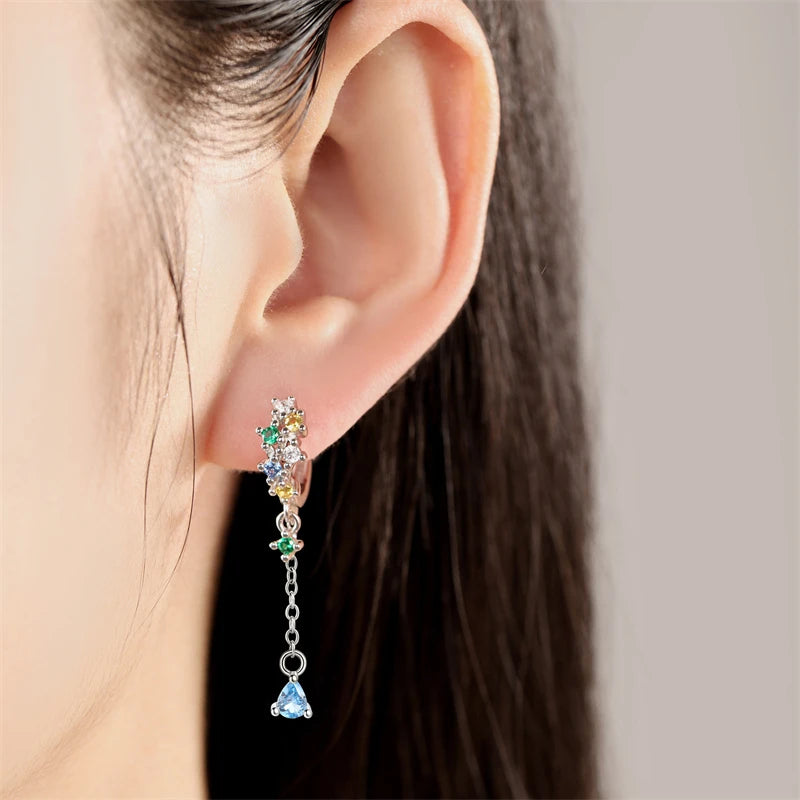 925er-Sterlingsilber, ein Paar farbige Herz-Ohrringe, passend für Original-Charms, Creolen für Frauen und Mädchen, Ohrstecker, edler Schmuck