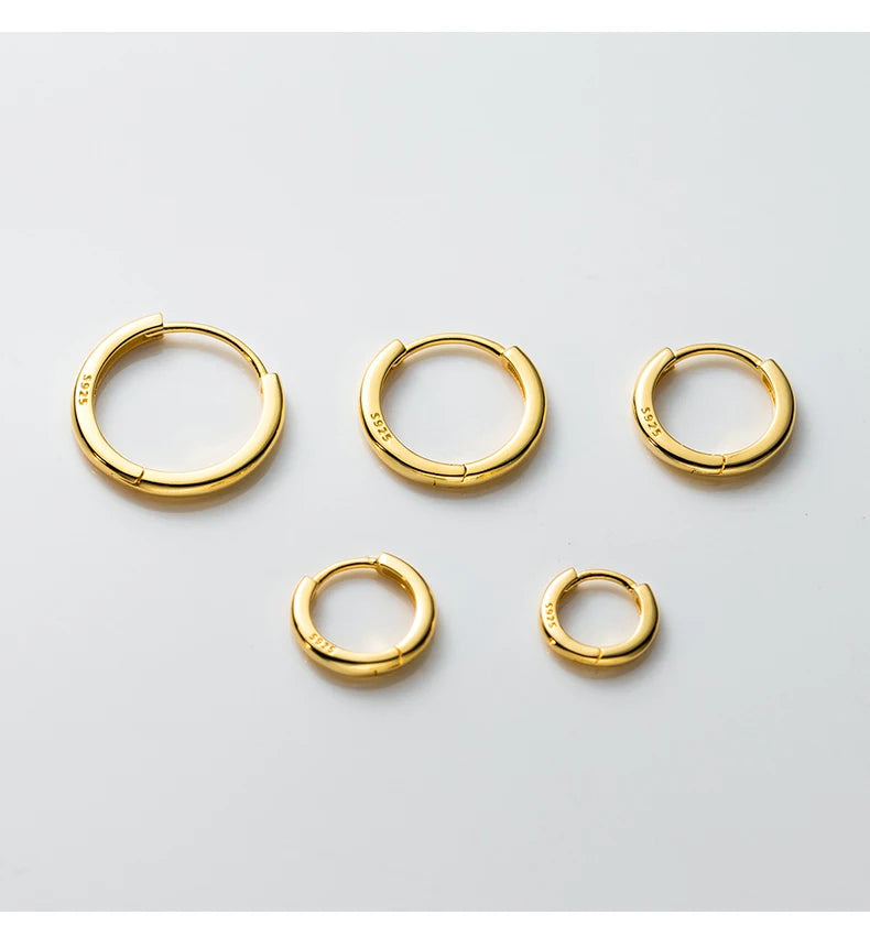 MODIAN 925 Sterling Silber Einfache Kreis-Ohrschnalle 14 mm - 18 mm platinierte hypoallergene Creolen für Damenschmuck